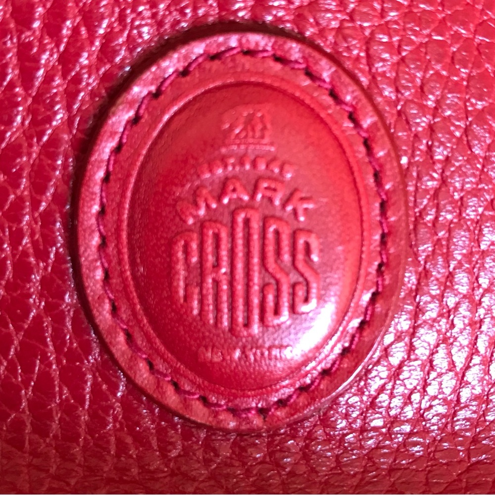 Mark Cross NY Red Leather Bucket Drawstring Backpack - Picture 7 of 9